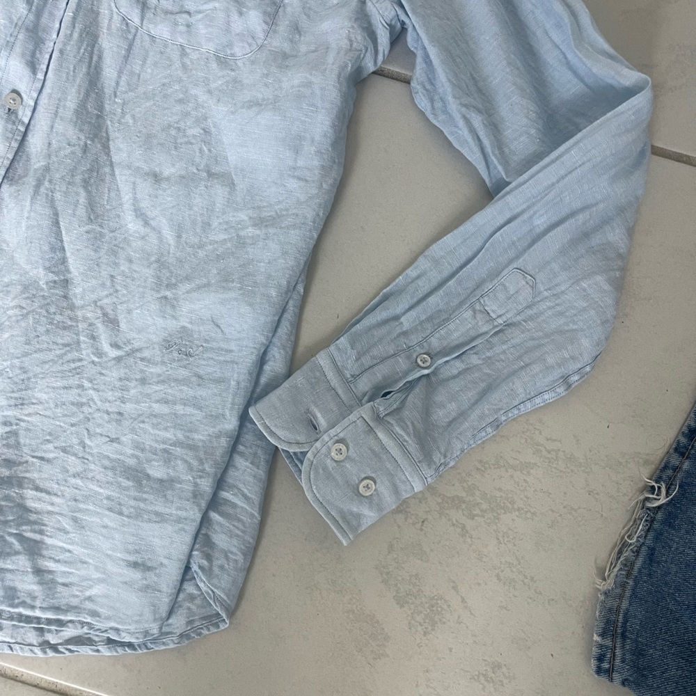 Porter & Ash Bundle 2 100% Linen Button Ups Size Medium Color Baby Blue - Picture 10 of 14